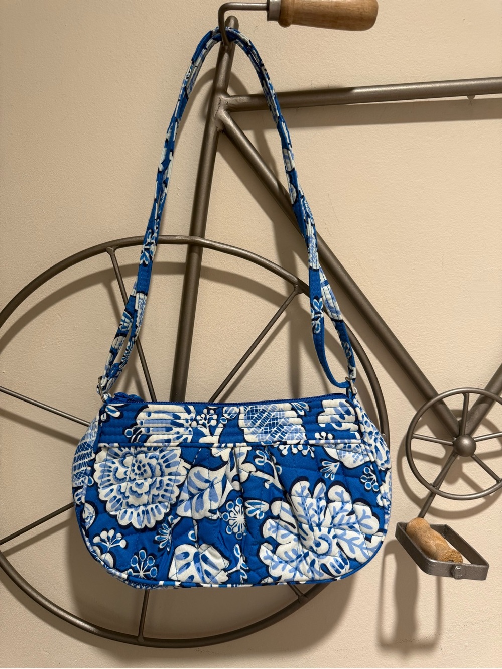 Vera Bradley Blue Floral Quilted Shoulder Bag Mod Floral Blue Retired